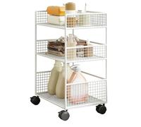 Chariot à roulettes à 3 niveaux, organisateur mobile en métal, organiseur de chariot à roulettes multifonction, pour cuisine, bureau, fournitures de nettoyage, université, buanderie, salle de bain