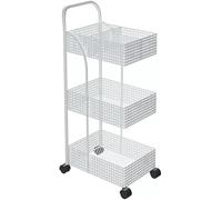 Chariot à roulettes en métal avec roulettes, organiseur de cuisine à 3 niveaux, étagère de rangement multifonction pour chambre à coucher, cuisine et salle de bain, construction en fer durable