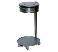 Chariot à sacs poubelle KBS 450 x 450 x 850 mm en acier inoxydable avec pédale, couvercle et roues