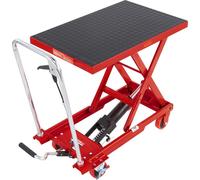 Chariot à table élévatrice hydraulique, capacité de 500 lb, hauteur de levage de 28,5 po, table élévatrice manuelle à ciseaux simple avec 4 roues et patins antidérapants, chariot à ciseaux hydraulique