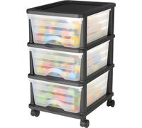 Chariot à tiroirs sur roulettes avec 3 tiroirs (17 L/pc), armoire à tiroirs, conteneur à tiroirs - Boîte à tiroirs transparente pour le bureau, la salle de bricolage et la salle de classe