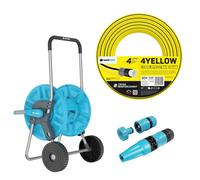 Chariot à tuyau Cellfast Aluplus 1/2" 60 m + tuyau d'arrosage Cellfast 4YELLOW 1/2" 30 m + kit avec pomme d'arrosage Cellfast Basic 1/2"