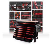 Mephisto Pro-Line BIG Servante d'atelier avec 12 tiroirs Dont 11 Outils tels Que Tournevis VDE, cliquet avec boîte à Douilles, Jeu de Tournevis, etc. dans des incrustations Souples en Carbone Lock