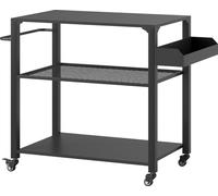 Chariot barbecue et de service à 3 niveaux – Table barbecue en acier inoxydable avec plan de travail, étagères et roulettes, table d'appoint pour barbecue pour le jardin et la terrasse, 105 x 50 x 79