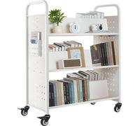Chariot bibliothèque Chariot à livres - Chariot à étagères 150kg - Dimensions 97x51,5x122,5cm - Couleur blanc