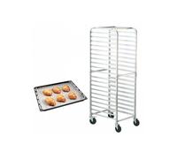 Chariot boulangerie 20 niveaux en aluminium, roulettes avec frein, pour plaques demi taille et pleine taille, charge 240 kg