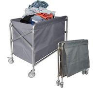 Chariot commercial à roulettes, en acier inoxydable, 87 x 52 x 78 cm, bac pliable