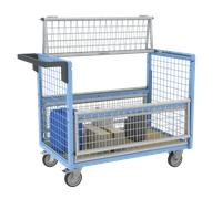 Chariot conteneur grillagé avec toit, 1000 x 600 mm, 250 kg