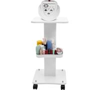 Chariot cosmétique - Chariot de salon Poste de travail - Plateau en bois - Structure métallique - Assemblage requis - Capacité de charge 40 kg - Support 12,5×9×59,2 cm - Blanc