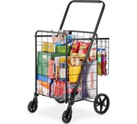 Chariot d'achat 2 en 1 multifonctions - Pliable & supporte jusqu'à 50 kg - Idéal pour les courses, la lessive, l'alimentation et le camping - Chariot d'achat - Chariot à main avec roulettes.