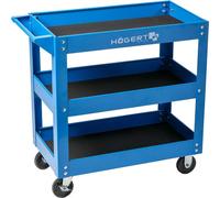 Chariot d'atelier à 3 niveaux, capacité de 110 kg, équipé de 4 roues en PVC, dimensions : 730 x 384 x 80 mm
