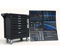 Chariot d'atelier Chrono, équipé - Chariot d'outils avec 7 tiroirs, de couleur noire, pour véhicules automobiles