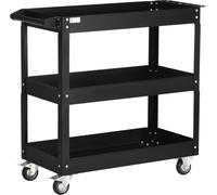 Chariot d'atelier Fortuna Lai en acier avec 3 étagères sur roulettes avec poignée - charge max. 150 kg - 83 x 35,3 x 76 cm Noir