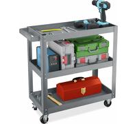 Chariot d'atelier Relaxdays, chariot à outils à 3 niveaux, chariot de montage mobile, capacité de charge jusqu'à 100 kg, dimensions (L x l x H) : 76 x 78 x 35 cm, gris