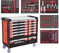 Chariot d'atelier RETTER RS3, chariot à outils à 14 tiroirs avec plateau en acier inoxydable – 1020 x 460 x 1020 mm, roulettes pour charges lourdes et verrouillage centralisé