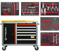 Chariot d'atelier RETTER RS5 Workstation Compact – Kit promotionnel avec plateau en bois massif, 6 tiroirs et équipement d'outillage