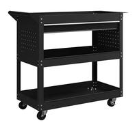 Chariot d'atelier servante atelier - DURHAND - 3 niveaux avec tiroir, porte-outils latéral et poignée - 82x35x76cm - noir