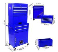 Chariot d'atelier XXL bleu avec 6 tiroirs et une boîte à outils amovible, 110 cm – Armoire à outils sur roulettes avec freins de stationnement, serrure de sécurité et une capacité de charge de 100 kg,