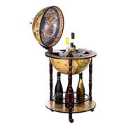 Chariot de Bar élégant CG42001NN02 avec Bois d'eucalyptus Massif, Globe de 103 cm de Hauteur, Bar Bar Maison Globe, Bar, Globe, Cocktail, Table de Bar décorative