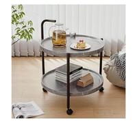 Chariot De Bar for La Maison, Mini Mobile À 2 Niveaux, Service Cuisine, Table D'appoint avec roulettes, Basse Ronde, Plateau Rangement Double Couche(Grey,50x64cm)