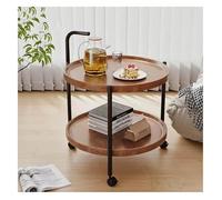 Chariot De Bar for La Maison, Mini Mobile À 2 Niveaux, Service Cuisine, Table D'appoint avec roulettes, Basse Ronde, Plateau Rangement Double Couche(Brown,40x64cm)
