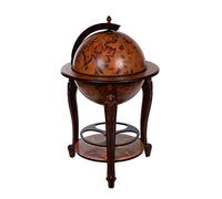 Chariot de bar géant XXL 45001RN10 avec piliers en bois d'eucalyptus, globe terrestre antique, table de bar, bar de maison, globe terrestre