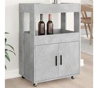 Chariot de bar gris béton 60x39,5x89 cm bois d ingénierie Gris G
