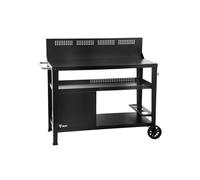 BBQ-Toro Chariot de gril 125 x 57 x 104 cm, noir, table de gril avec protection contre le vent, Outdoor Grill Trolley