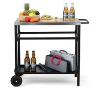 Chariot de barbecue-ALIGHTUP,double étage, table d'extérieur, multifonctionnelle,pour jardins et terrasses,95x51x83cm,Argent et Noir