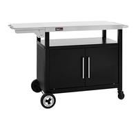 Royal Gourmet Chariot de Barbecue avec Porte d'Armoire, Desserte Extérieure pour Plancha avec Dessus de Table en Acier INOX 85 x 50cm et Table d'Appoint Pliable de 30 x 50cm, pour Cuisine et Jardin