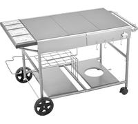 Chariot de barbecue d'extérieur SucceBuy, avec 4 pots à épices, roulettes, couvercles et crochets, table de préparation et chariot de service pour les pique-niques, la cuisine et le jardin