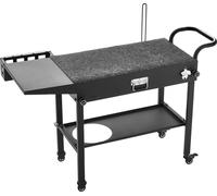 Chariot de barbecue d'extérieur, table de cuisson de 787 x 432 mm, table de cuisson d'extérieur pliable avec porte-serviettes, crochets, roulettes, table d'appoint, tables de préparation pour barbecue