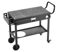 Chariot de barbecue d'extérieur, table de cuisson de 787 x 432 mm, table de cuisson d'extérieur pliable avec porte-serviettes, roulettes, porte-ustensiles magnétique, tables de préparation pour barbec
