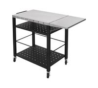 Chariot de barbecue en acier inoxydable à 4 étages, table de barbecue mobile 90 kg, table d'appoint avec étagère latérale et roues, chariot de cuisine d'extérieur roulant, idéal pour barbecue, camping