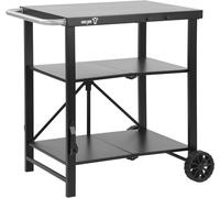 Chariot de barbecue - Plateau de service - Cuisine extérieure - Conception pliable - 60 x 80 x 82 cm - Noir