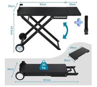 Chariot de Barbecue Pliable avec 2 Roues,Table Pliante Portable avec Tablette Latérale Amovible,102x39cm,Noir