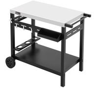 Royal Gourmet Chariot de Barbecue, Desserte pour Plancha avec Dessus de Travail 85 x 50 cm - Capacité de Charge de 83 kg, Crochets Amovibles, Rangement Bouteilles, pour Intérieure et Extérieure