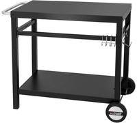 Chariot de barbecue - Table d'extérieur - Chariot de service avec plan de travail - Pour cuisiner en extérieur - Avec roues et crochets - 85 x 50 cm - Noir
