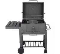 Chariot de barbecuexxL - Barbecue au charbon de bois avec ouvre-bouteille et tiroir à cendres amovible - Réservoir à charbon réglable - Avec tablettes latérales et crochets - Noir - 116×55,7×100cm