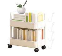 Chariot de bibliothèque mobile - PP durable 37 x 25 x 43,5 cm | Étagère de | rangement pour livres, chariot de rangement | Organiseur compact à roulettes pour la maison, le bureau, la salle d'étude, la