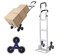 Chariot de Bureau 2-en-1 Robuste en Aluminium - Monte-escalier à Roues triangulaires antidérapantes - Double poignées - Idéal pour Bureau, entrepôt, achats - Capacité 200kg, Taille 46x51.5x152cm