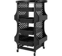 Chariot de coiffure - Chariot - 5 niveaux - PP & Aluminium - 4 paniers latéraux - Avec roulettes - 52×44×79 cm - Capacité 30 kg - Noir