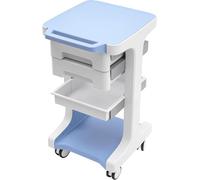 Chariot de coiffure - Chariot pour appareils de beauté/SPA - 3 niveaux - Avec roulettes - Max. Charge max. 50 kg - Montage nécessaire - Bleu