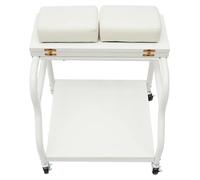 Chariot de cosmétiques - Chariot de pédiluve pliable - 2 étagères - Plateau pliable de 48 x 20 cm - 4 roulettes verrouillables - Blanc