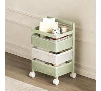Chariot de cuisine à roulettes à plusieurs niveaux, organiseur de rangement étroit avec paniers coulissants et étagère mobile pour garde-manger, salle de bain, 5 niveaux, blanc