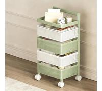 Chariot de cuisine à roulettes à plusieurs niveaux, organiseur de rangement étroit avec paniers coulissants et étagère mobile pour garde-manger, salle de bain, 5 niveaux, blanc