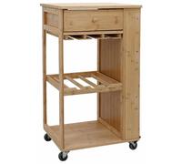 Chariot de Cuisine avec Roues Naturel 47,5 x 36 x 83 cm Bambou