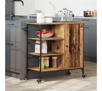 vidaXL Chariot de Cuisine Bois Ancien 87.5 x 39 x 84.5 cm, Chariot de Cuisine Moderne, rectangulaire, Mobile, Gain de Place, Pratique, Multi-Usage pour Repas