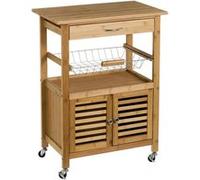 Chariot de cuisine, desserte de cuisine avec 1 tiroir coloris naturel - Longueur 60 x Profondeur 36 x Hauteur 80 cm - JUANIO - Naturel G