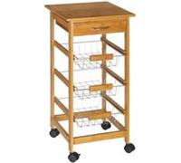 Chariot de cuisine, desserte de service avec 1 tiroir - Longueur 37 x Profondeur 37 x Hauteur 77 cm - JUANIO - Bois G